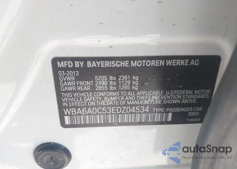 2014 BMW 640I Gran Coupe z USA, uszkodzony, nr VIN WBA6A0C53EDZ04534